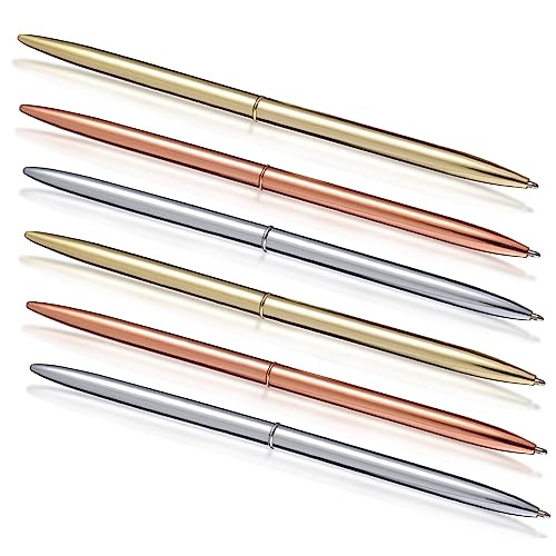 DOITOOL 6Stücke Metall Kugelschreiber mit Dual Head Design Nachfüllbar Blau für Büro und Schule Design Roségold für Studenten und Lehrer von DOITOOL