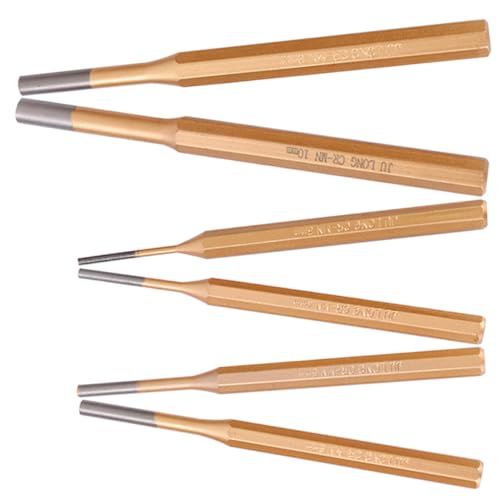 DOITOOL 6Stücke Teiliges Pin Punch Set Hochkohlenstoffstahl Mechanische Wartungswerkzeuge für Holzarbeiten und Automobilreparaturen Langlebig und Präzise von DOITOOL