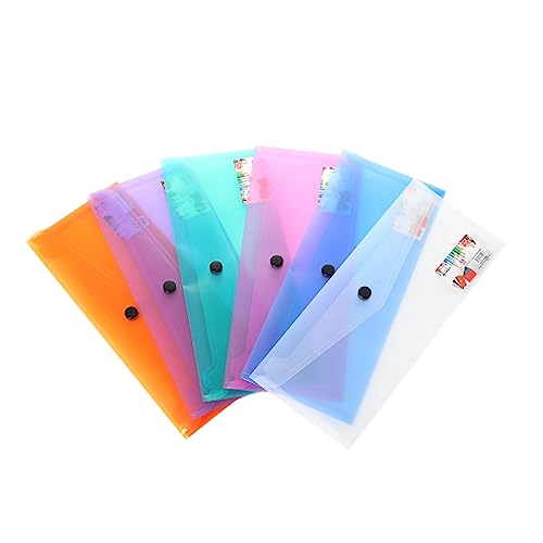 DOITOOL 6Stücke Transparente Dokumentenordner mit Druckknopf Robuste Aufbewahrungstaschen für Schule und Büro Vielseitig Einsetzbar Zufällige Farben von DOITOOL