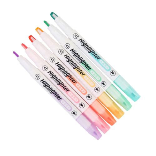 DOITOOL 6Stücke Transparente Doppelspitzen Textmarker mit Feiner und Breiter Spitze Hochwertige Marker für Präzises Hervorheben Verschiedenen Farben für Schule Büro von DOITOOL