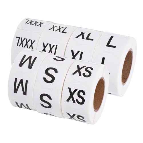 DOITOOL 7 Rollen Größe Aufkleber Namensetiketten Stickbilder Registerkarten Größenaufkleber Für Kleidungsstück Kleidungsschildetiketten Schwarz Selbstklebendes Beschichtetes Papier von DOITOOL