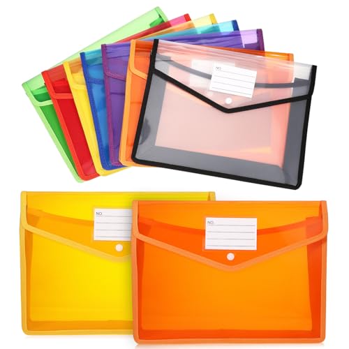 DOITOOL 7 Stück Bunte Dokumententasche mit Druckknopf Teiliges Transparente Erweiterbare Aktenordner mit Etikettentasche für Einfache Organisation und Schutz Wichtiger Unterlagen von DOITOOL