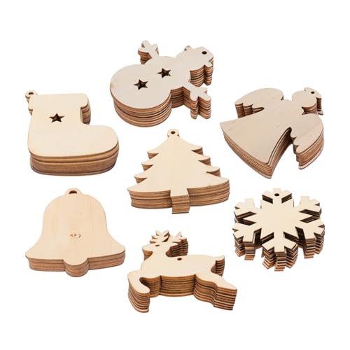 DOITOOL 70 Stück Weihnachts Holz Ornamente Diy Zubehör für Festliche Dekorationen für Weihnachten Hochzeiten und Geburtstagsfeiern Bruchsicherem Holz Große Fläche zum Bemalen und von DOITOOL
