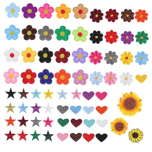 DOITOOL 71 Stück Farbenfroher Gestickter Stofffleck Flicken Für Kleidung Bestickt Kleiden Patch Kleidungsflecken Für Löcher Name Loch Stickerei Nähen Sortiert Bunt Reparatur Tuch Stickgarn von DOITOOL