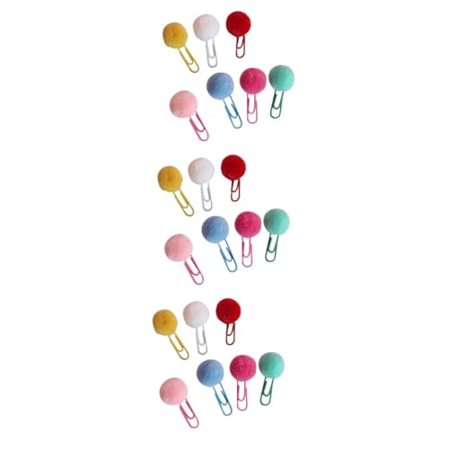 DOITOOL 72 Stck. Kawaii Büroklammern Süße Plüsch Ball Lesezeichen Clips Bunten Farben für Schule Büro und Kreative Projekte Geschenkidee für Freunde Zufällige Farbe von DOITOOL