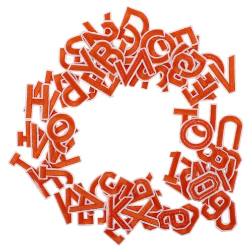 DOITOOL 72 Stück Teiliges Gestickten Buchstaben und Zahlen Patches zum Aufbügeln A Z Buchstaben und Zahlen für Kleidung Hüte Socken Jeans DIY Zubehör Orange von DOITOOL