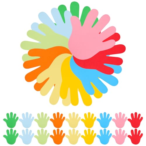 DOITOOL 72Stücke DIY Papierausschnitte Handabdruck Form Dekorative Schulwand Ausschnitte für Kinderzimmer Party und Kindergarten Dekoration Einfach Anzubringen von DOITOOL