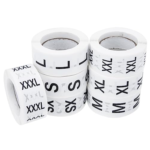 DOITOOL 7Rollen Größenaufkleber für Kleidung Selbstklebende Runde Etiketten zur Besseren Organisation und Sortierung für Bekleidungsstücke Einfaches Design Verschiedene von DOITOOL