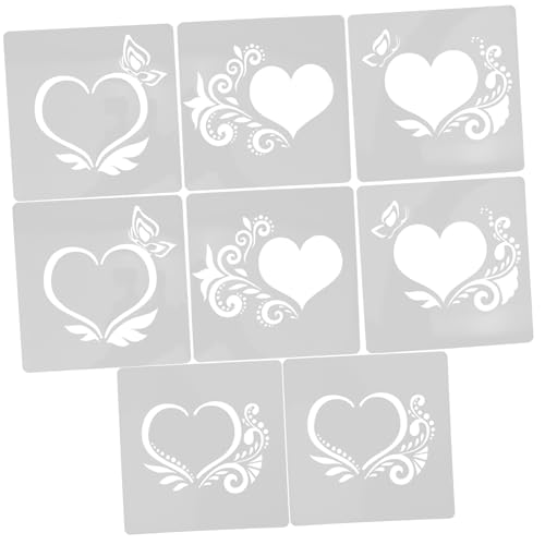 DOITOOL 8 Blatt Wiederverwendbare Herz Malschablonen für Diy Wandkunst Hochflexible Pet Schablonen für Malen Dekoration und Kreative Projekte für Feste und Persönliche Gestaltung von DOITOOL