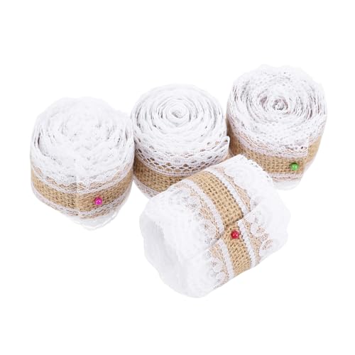 DOITOOL 8 Rollen DIY Spitzenbänder Geschenkverpackungsbänder Dekorative Bastelbänder für Weihnachtsdeko Party DIY Handwerk Juteband mit Spitze Vielseitig und Einfach Zuschneidbar von DOITOOL