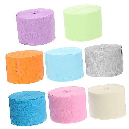 DOITOOL 8 Rollen Farbenfrohes Faltenpapierrollenband pastellfarbene Partydekorationen Luftschlangen aus Krepppapier in Pastelltönen Krepppapierschlangen für Partys von DOITOOL