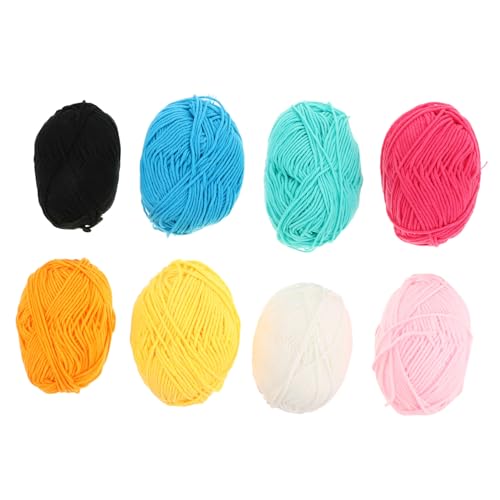 DOITOOL 8 Rollen Milch Baumwollgarn Mitteldick Weich Hautfreundlich für Häkeln Stricken DIY Kleidung Babyschals Mützen Farbenfrohes Garn für Kreative Handarbeiten von DOITOOL
