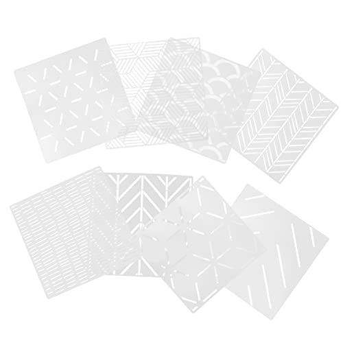 DOITOOL 8 Stück DIY bemalte Werkzeuge papierschere decoupage prickelvorlagen tapetenschere briefmarke Schablone Wand groß für Wände Zeichnungsvorlage geometrische Vorlage Umweltschutz Weiß von DOITOOL