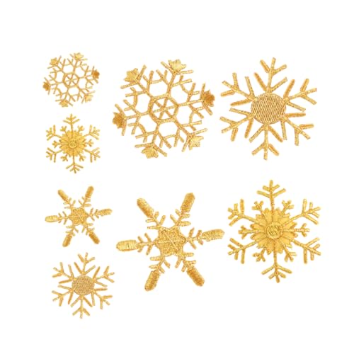 DOITOOL 8 Stück Goldene Schneeflocke Applikationen Teiliges Diy Kleidung Flicken für Stickerei Umweltfreundliches Einfache Anwendung durch Bügeln oder Handnähen Dekoration für Kleidung und von DOITOOL