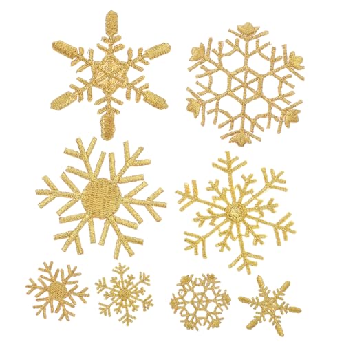 DOITOOL 8 Stück Schneeflocken Stickerei Patches für Kleidung Diy Applikationen Gold für Weihnachtsdekoration und Designs von DOITOOL