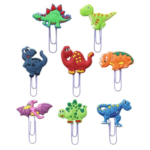 DOITOOL 8 Stück Teiliges Dinosaurier Büroklammern Lustige Dekorative Büroklammern für Büro und Schule Niedliche Farbenfrohe Clips für Notizen Fotos und Dokumente Zufällige Zufällige Farbe von DOITOOL