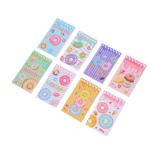 DOITOOL 8 Stück Teiliges Spiralnotizbuch mit Donut Design Farbenfrohe Mini Notizbücher mit Hardcover Dickes Tintenresistentes Papier Handlich für Schüler Kreative und Tragbare Notizblöcke von DOITOOL