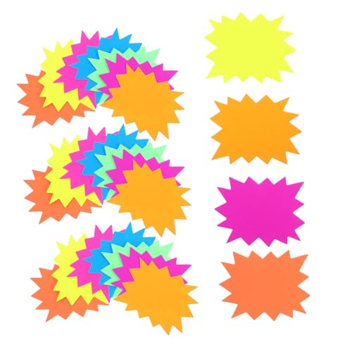 DOITOOL 80 Stück Fluoreszierende Verkaufsschilder Sternform Leere Preisschilder für Einzelhandel Garage Selbstklebend Klare Sichtbarkeit Vielseitig Einsetzbar von DOITOOL