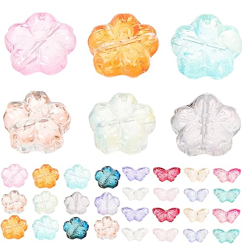 DOITOOL 80 Stück Glasperlen für Diy Schmuck Bunte Schmetterlings und Blumenperlen Spacerperlen für Armbandherstellung Handgemachte Bastelmaterialien Zufällige Farbe DOITOOL 80 Stück Glasperlen für Diy Schmuck Bunte Schmetterlings und Blumenperlen Spacerperlen für Armbandherstellung Handgemachte Bastelmaterialien Zufällige Farbe von DOITOOL