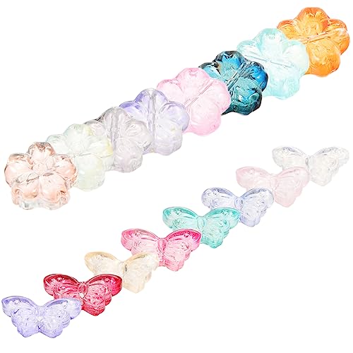 DOITOOL 80 Stück Teiliges Schmetterling und Blumenförmige Glasperlen für Schmuckherstellung Leichte Diy Perlen mit Loch für Halsketten Armbänder Bunte Kristallperlen für von DOITOOL