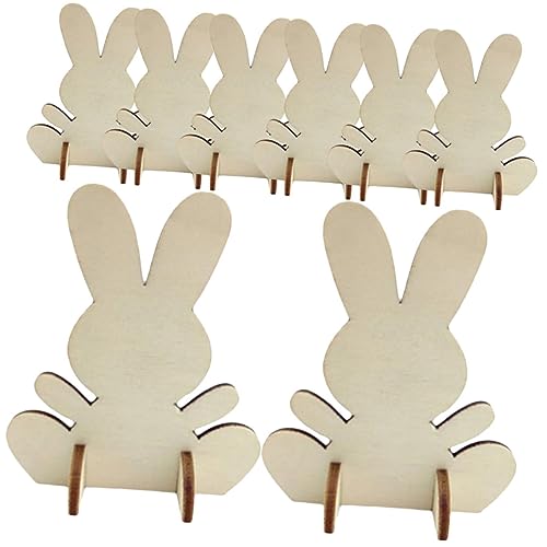 DOITOOL 8Stücke Osterhasen Holzfiguren Zum Bemalen DIY Graffiti Holzchips Für Osterdeko Und Party Tischdeko von DOITOOL