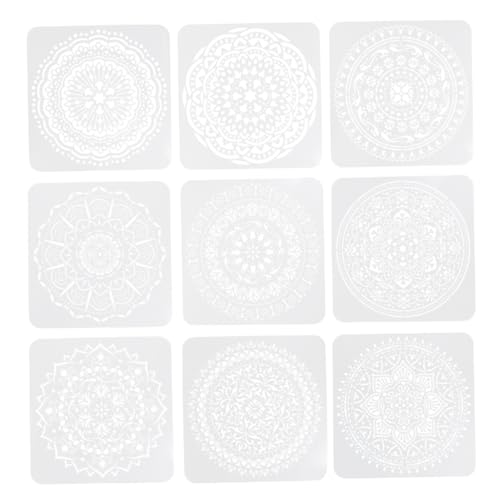 DOITOOL 9 Blätter Mandala Schablonen Kreative Sprühvorlagen für Diy Wandgestaltung und Malerei Wiederverwendbare Schablonen für Punktmalerei und Handwerk von DOITOOL
