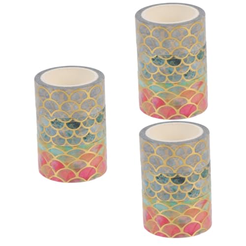 DOITOOL 9 Rollen Scrapbook Washi Tape Goldprägung DIY Dekoband für Tagebücher Notizbücher Geschenkpapiere Hochwertiges Klebeband mit Klaren Mustern Vielseitig für Bastelarbeiten und von DOITOOL