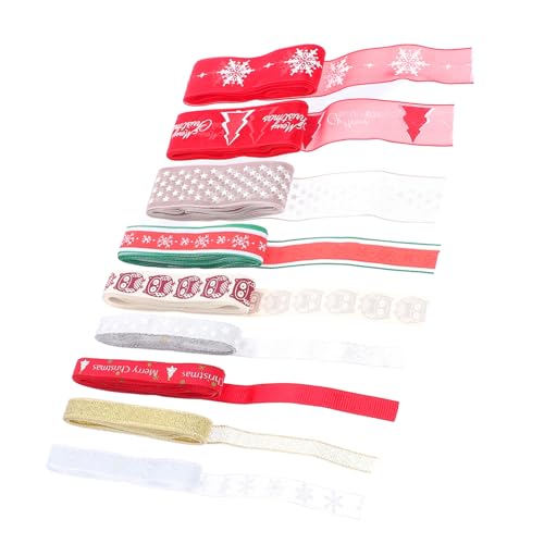 DOITOOL 9 Rollen Teiliges Weihnachts Dekoband aus Polyester Verschiedene Breiten Bunte und Party Dekoration für DIY Geschenkverpackungen und Festliche Weihnachtsbaumdekoration von DOITOOL