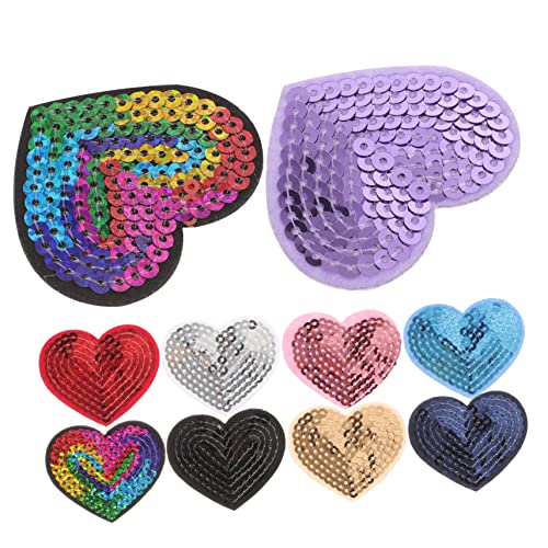 DOITOOL 9 Stück Teiliges Herz Pailletten Patch Selbstklebende Applikationen zur Dekoration von Kleidung Jeans und Rucksäcken für Diy Projekte und Kreative Bastelarbeiten von DOITOOL