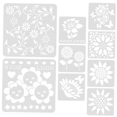 DOITOOL 9 Stück Teiliges Sonnenblumen Schablonen zum Wiederverwendbare Malvorlagen für Wandkunst Basteln und Diy Projekte Zeichenschablonen für Erwachsene von DOITOOL