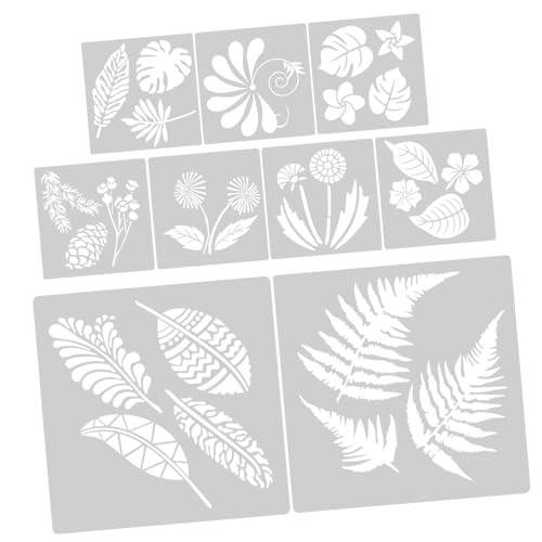 DOITOOL 9 Stück Teiliges Tropisches Schablonen aus Flexiblem Pet Wiederverwendbare Malvorlagen für DIY Basteln Wand Möbeldeko Geeignet für Marker Bleistift Stift Vielseitig für von DOITOOL