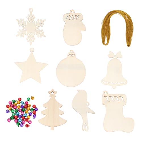 DOITOOL 97 Stück Teiliges Weihnachts Dekorationsset aus Holzscheiben mit Glöckchen und Goldfarbenem Band DIY Bastelset für Hängende Christbaumschmuck Umweltfreundliche Holzstücke für DOITOOL 97 Stück Teiliges Weihnachts Dekorationsset aus Holzscheiben mit Glöckchen und Goldfarbenem Band DIY Bastelset für Hängende Christbaumschmuck Umweltfreundliche Holzstücke für von DOITOOL