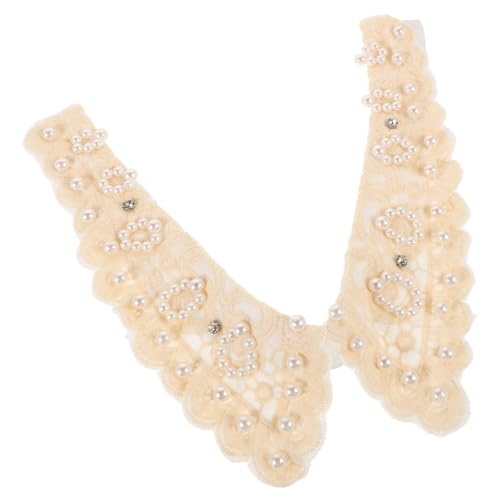 DOITOOL Abnehmbarer Perlenkragen mit Spitzenbesatz Weißer Vintage Inspirierter Fake Kragen Bestickter Wiederverwendbarer Blusenkragen Vielseitiges Polyester Accessoire für von DOITOOL