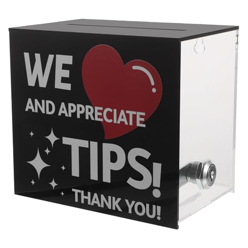 DOITOOL Acryl-Spitzenglas für Geld, Trinkgeldbox, Eimer, 15,97 x 13,5 x 9,9 cm, Kunststoff-Aufbewahrungsbehälter, Spendenvorschlag, Tombola-Kasse für Barkeeper-Bars von DOITOOL