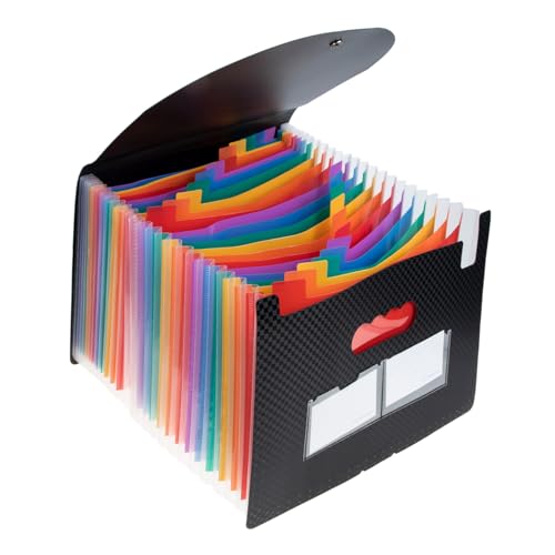 DOITOOL Aktenordner im Accordion Stil Fächer für Dokumente Belege und Karten für Büro Schule und Reisen Schichten Schwarz Kariert von DOITOOL
