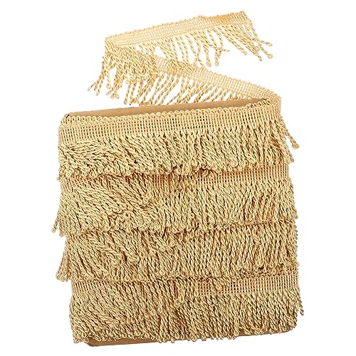 DOITOOL Bart Seil brims Vorhangborte Polsterborte Kostümborte Lampenschirmborte Vorhänge Volant trimmen für Handwerk hängend Quasten gardinen Nähzubehör Sofa Quaste Polyestergarn Golden von DOITOOL