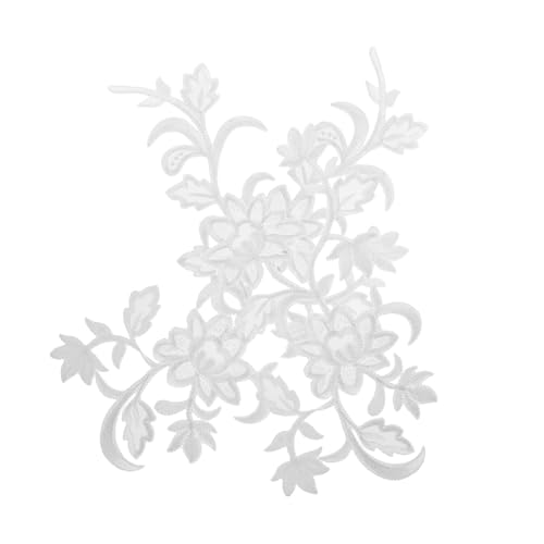 DOITOOL Blumensticker Aufnäher mit Blumenapplikation Blumenpolyester -Applikationen nähen Blumen-Eisen auf Applikation gestickte Applikationsflecken flower patches Stickerei Weiß von DOITOOL