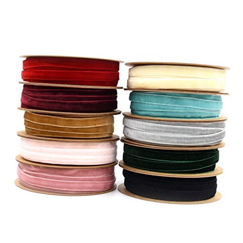 DOITOOL Breites Einseitiges nicht Elastisches Flockband Weinrot Dekoratives Geschenkband für Geschenkverpackung Diy Basteln Kleidung Kopf und Halsaccessoires Langlebiges Samtband für von DOITOOL