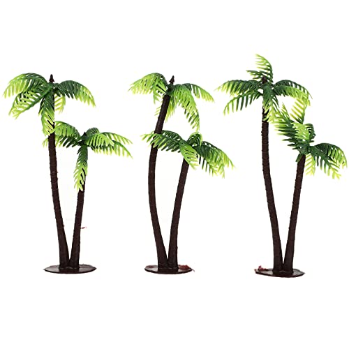 DOITOOL Cupcake-Topper aus Kunststoff, grüne Palme, 3 Stück, Miniatur-Palmen-Figuren, Kuchendekoration für Kuchendekorationen, Diorama-Zubehör von DOITOOL