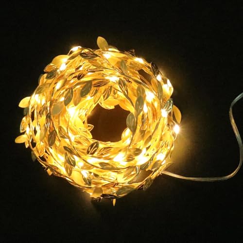 DOITOOL 1Stk Laternenpfahl Hochzeitsdekorationen Lichterketten Ornament Weihnachtsgirlande dekoratives Blatt-Einstelllicht Rattanlicht Energie Kranz Gartenbeleuchtung schmücken Blätter von DOITOOL