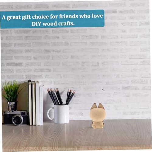 DOITOOL DIY Katzenfigur aus Massivem Holz Weißes Rohmodell Kleines Handbemalbares Holz Tierornament Unvollendete Deko für Schreibtisch als Geschenk für Katzenliebhaber und von DOITOOL