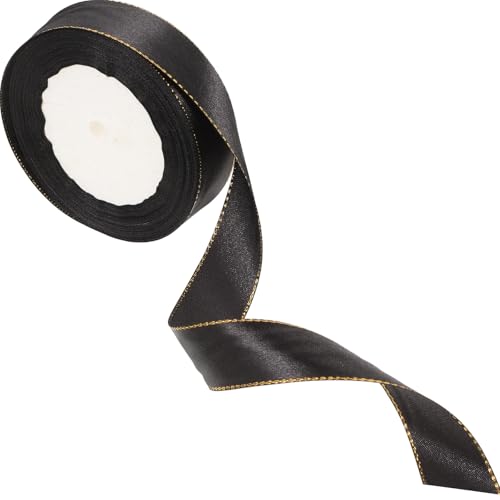 DOITOOL Dekoratives Geschenkband Schwarz mit Goldrand Polyester Schleifenband zum Basteln und Verpacken DIY Geschenkdekoration Langlebig und Vielseitig für Blumensträuße und Geschenke DOITOOL Dekoratives Geschenkband Schwarz mit Goldrand Polyester Schleifenband zum Basteln und Verpacken DIY Geschenkdekoration Langlebig und Vielseitig für Blumensträuße und Geschenke von DOITOOL