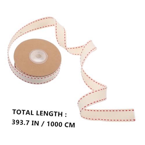 DOITOOL Dickes Baumwollband mit Gestricheltem Muster Strapazierfähiges Naturmaterial für Geschenkverpackung Blumenarrangements Haarschmuck und Hochzeitsdeko Weiß von DOITOOL