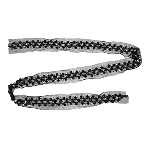 DOITOOL Dreireihiges Perlen Strassband Multifunktionales Spitzenband Zur Dekoration Schwarzes Tüll Mit Perlen Und Strass Zubehör Für Kleider Und Hochzeiten von DOITOOL