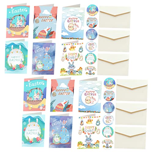 DOITOOL Easter Blessing Cards Teilig mit Umschlägen und Stickern Klappkarten mit Buntem und Hasenmotiv Papier Grußkarten für Ostergrüße und Party Leichte Reißfeste DOITOOL Easter Blessing Cards Teilig mit Umschlägen und Stickern Klappkarten mit Buntem und Hasenmotiv Papier Grußkarten für Ostergrüße und Party Leichte Reißfeste von DOITOOL