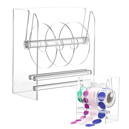 DOITOOL Einstellbarer Etikettenverteiler aus Acryl Handbetriebene Etikettenrolle Halterung für Büro und Zuhause Robuster und Präziser Aufkleberdispenser Tragbar und Leicht von DOITOOL
