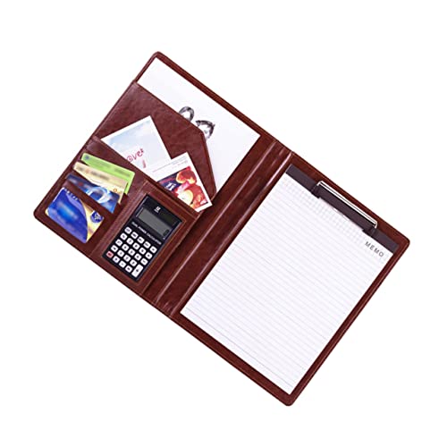 DOITOOL Eleganter PU Leder Aktenordner mit Taschenrechner und Notizbuch Multifunktionale Schreibmappe für Büro Schule und Zuhause zur Organisation von Dokumenten und Unterlagen von DOITOOL