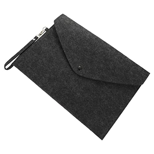 DOITOOL Filztasche Dokumentenmappe mit Druckknopf und Lanyard Wasserdichtes Filzmaterial für Büro Schule und Studium zur Aufbewahrung Wichtiger Unterlagen Tiefgrau von DOITOOL