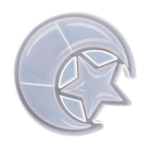 DOITOOL Flexibles DIY Gießform Stern Mond Aufbewahrungstablett Epoxidharzform Runde Dekorationsschale Kreative Aufbewahrungsbox Weiß von DOITOOL