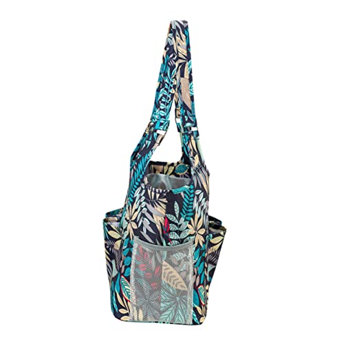 DOITOOL Garnspeichertasche Oxford Tragbarer Strickorganisator mit Großem Fassungsvermögen für Wollgarne und Stricknadeln Blaues Blattmuster Häkel von DOITOOL